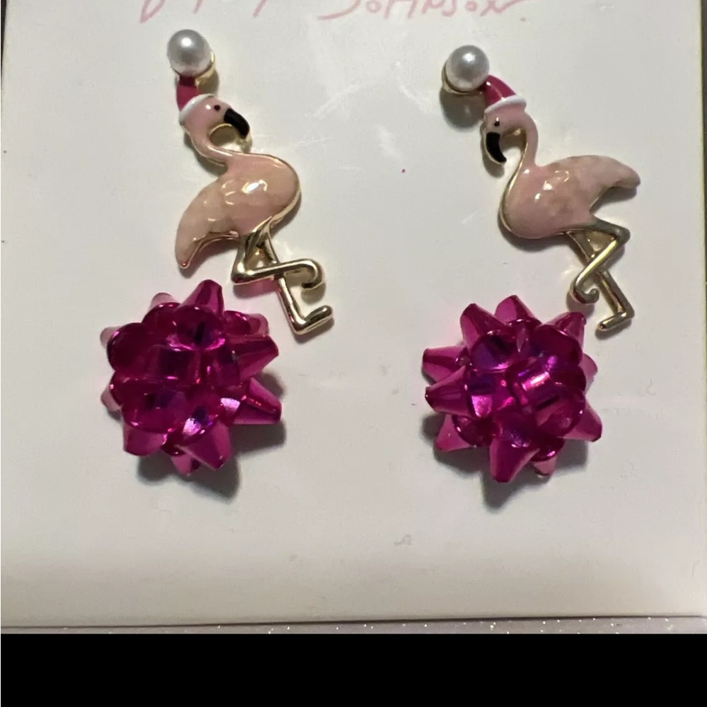 Flamingo and Bow Earrings Betsey Johnson